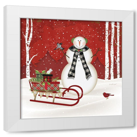 Merry Snowman White Modern Wood Framed Art Print by Pugh, Jennifer