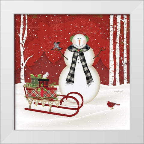 Merry Snowman White Modern Wood Framed Art Print by Pugh, Jennifer