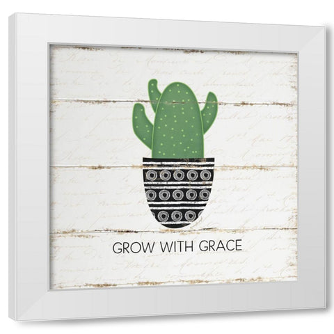 Grow with Grace White Modern Wood Framed Art Print by Pugh, Jennifer