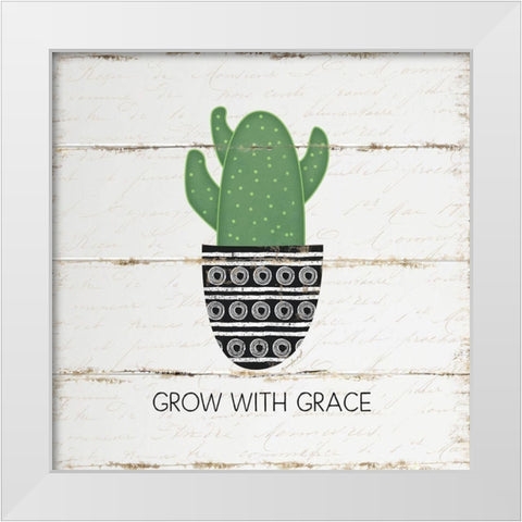 Grow with Grace White Modern Wood Framed Art Print by Pugh, Jennifer