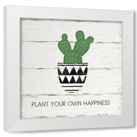 Plant Happiness White Modern Wood Framed Art Print by Pugh, Jennifer