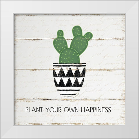 Plant Happiness White Modern Wood Framed Art Print by Pugh, Jennifer