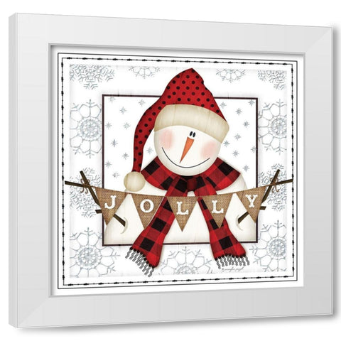 Jolly Snowman White Modern Wood Framed Art Print by Pugh, Jennifer