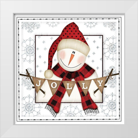 Jolly Snowman White Modern Wood Framed Art Print by Pugh, Jennifer