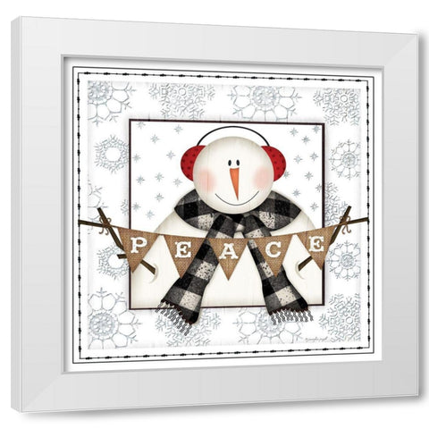 Peace Snowman White Modern Wood Framed Art Print by Pugh, Jennifer