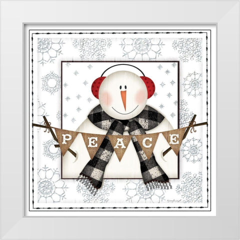 Peace Snowman White Modern Wood Framed Art Print by Pugh, Jennifer