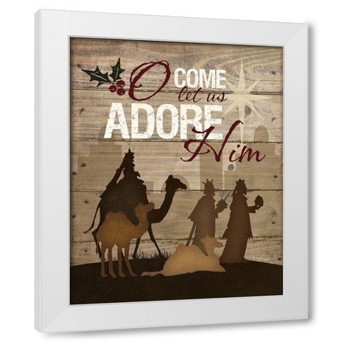 Let Us Adore Him White Modern Wood Framed Art Print by Pugh, Jennifer