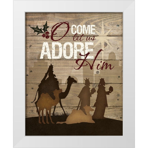 Let Us Adore Him White Modern Wood Framed Art Print by Pugh, Jennifer