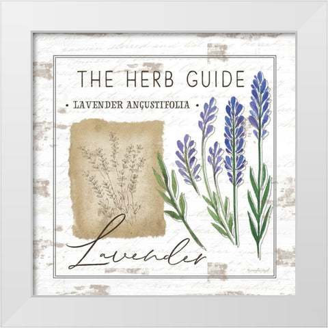 Herb Guide - Lavender White Modern Wood Framed Art Print by Pugh, Jennifer