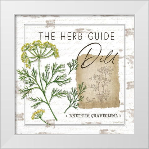 Herb Guide - Dill White Modern Wood Framed Art Print by Pugh, Jennifer