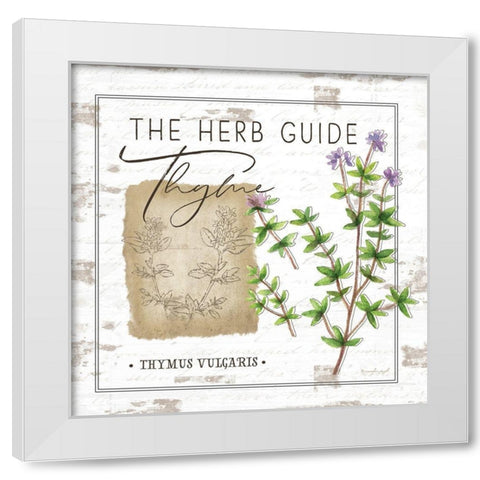 Herb Guide - Thyme White Modern Wood Framed Art Print by Pugh, Jennifer