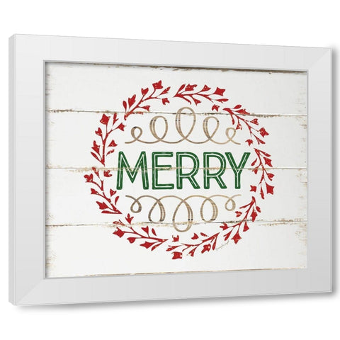 Merry White Modern Wood Framed Art Print by Pugh, Jennifer