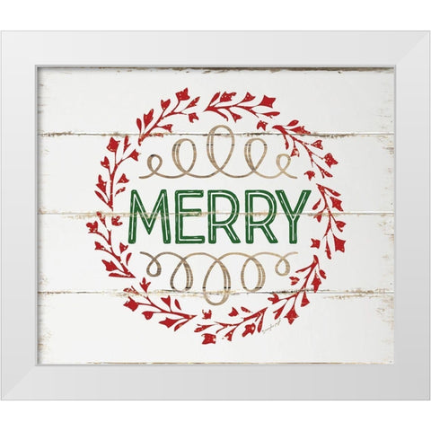 Merry White Modern Wood Framed Art Print by Pugh, Jennifer