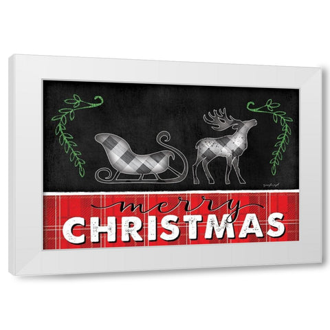 Merry Christmas White Modern Wood Framed Art Print by Pugh, Jennifer