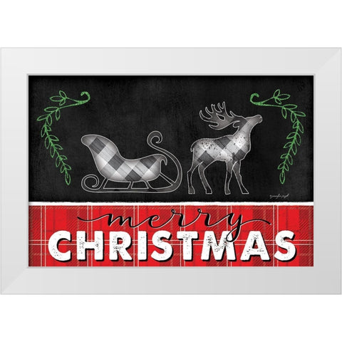 Merry Christmas White Modern Wood Framed Art Print by Pugh, Jennifer