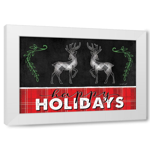 Happy Holidays White Modern Wood Framed Art Print by Pugh, Jennifer