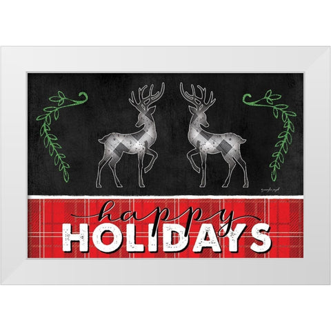 Happy Holidays White Modern Wood Framed Art Print by Pugh, Jennifer