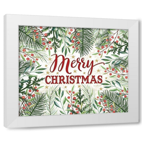 Merry Christmas White Modern Wood Framed Art Print by Pugh, Jennifer