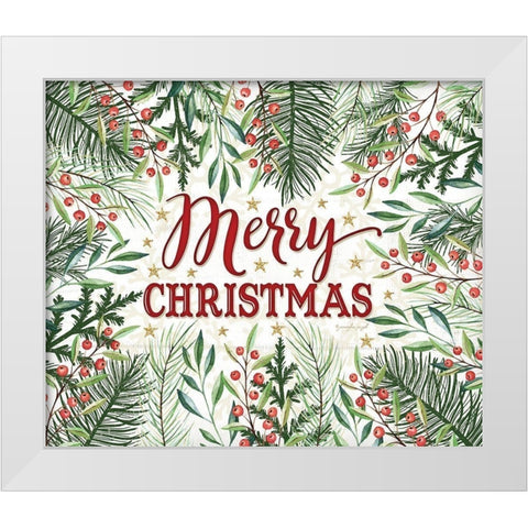 Merry Christmas White Modern Wood Framed Art Print by Pugh, Jennifer