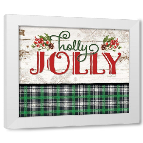 Holly Jolly White Modern Wood Framed Art Print by Pugh, Jennifer