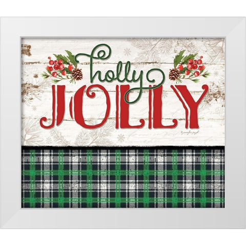 Holly Jolly White Modern Wood Framed Art Print by Pugh, Jennifer