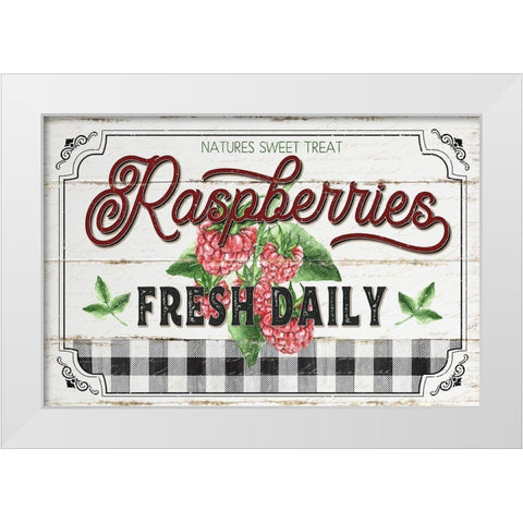 Raspberries White Modern Wood Framed Art Print by Pugh, Jennifer