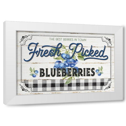 Blueberries White Modern Wood Framed Art Print by Pugh, Jennifer