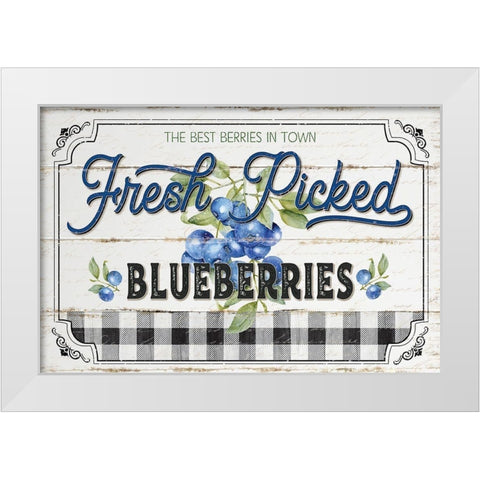 Blueberries White Modern Wood Framed Art Print by Pugh, Jennifer