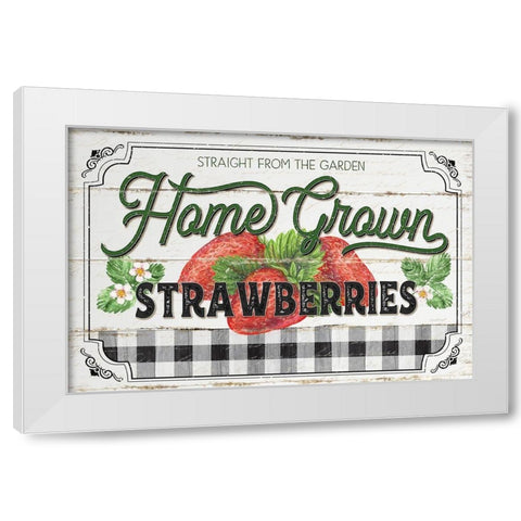 Home Grown Strawberries White Modern Wood Framed Art Print by Pugh, Jennifer