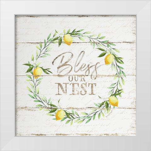 Bless Our Nest White Modern Wood Framed Art Print by Pugh, Jennifer