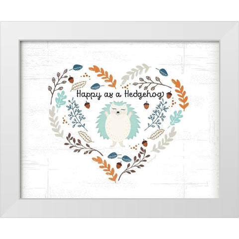 Happy as a Hedgehog White Modern Wood Framed Art Print by Pugh, Jennifer