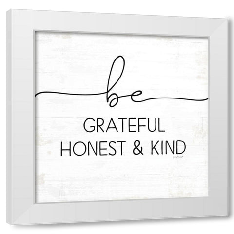 Be Grateful White Modern Wood Framed Art Print by Pugh, Jennifer