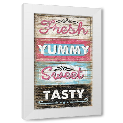 Fresh, Yummy, Sweet, Tasty White Modern Wood Framed Art Print by Pugh, Jennifer