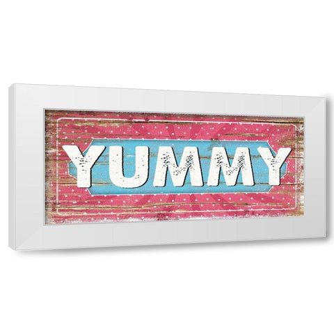 Yummy White Modern Wood Framed Art Print by Pugh, Jennifer