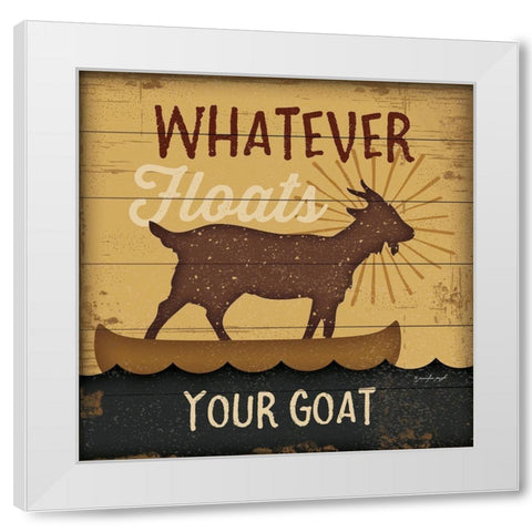 Floats Your Goat White Modern Wood Framed Art Print by Pugh, Jennifer