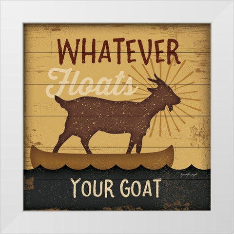 Floats Your Goat White Modern Wood Framed Art Print by Pugh, Jennifer