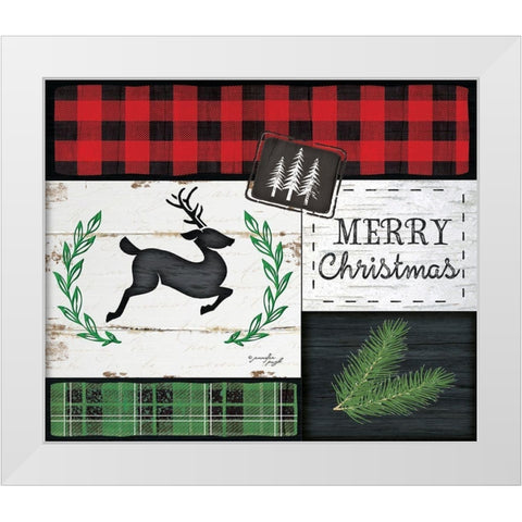 Merry Christmas White Modern Wood Framed Art Print by Pugh, Jennifer