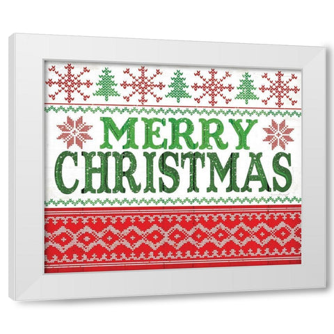 Merry Christmas White Modern Wood Framed Art Print by Pugh, Jennifer