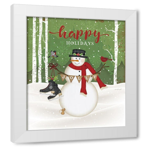 Jolly Happy Holidays White Modern Wood Framed Art Print by Pugh, Jennifer