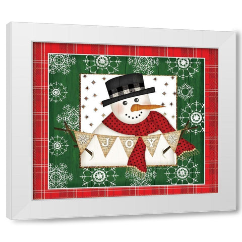 Joy Snowman White Modern Wood Framed Art Print by Pugh, Jennifer