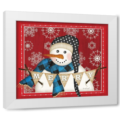 Merry Snowman White Modern Wood Framed Art Print by Pugh, Jennifer