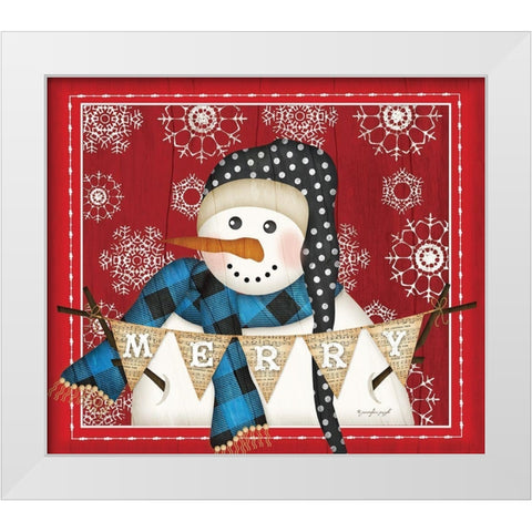 Merry Snowman White Modern Wood Framed Art Print by Pugh, Jennifer