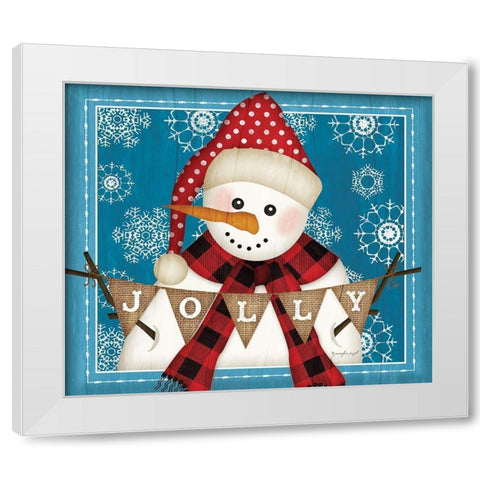 Jolly Snowman White Modern Wood Framed Art Print by Pugh, Jennifer