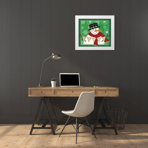 Joy Snowman White Modern Wood Framed Art Print by Pugh, Jennifer