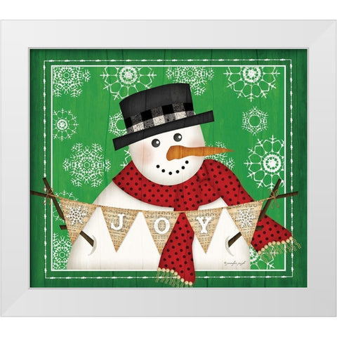 Joy Snowman White Modern Wood Framed Art Print by Pugh, Jennifer