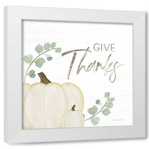 Give Thanks White Modern Wood Framed Art Print by Pugh, Jennifer