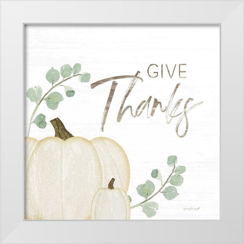 Give Thanks White Modern Wood Framed Art Print by Pugh, Jennifer