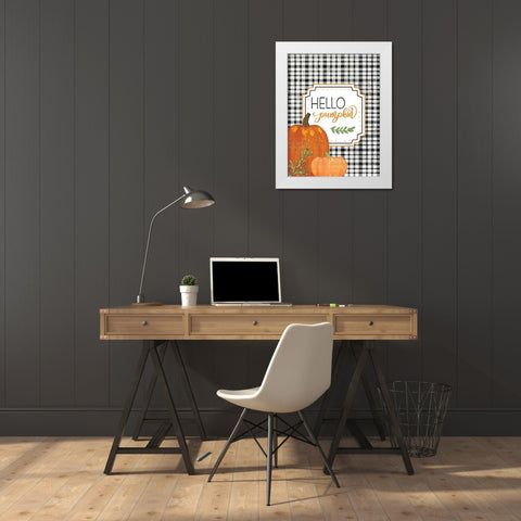 Hello Pumpkin White Modern Wood Framed Art Print by Pugh, Jennifer