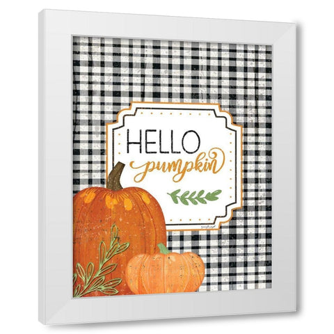 Hello Pumpkin White Modern Wood Framed Art Print by Pugh, Jennifer