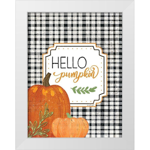 Hello Pumpkin White Modern Wood Framed Art Print by Pugh, Jennifer